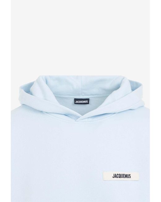 Jacquemus Blue Logo-Embroidered Tag Hooded Sweatshirt for men