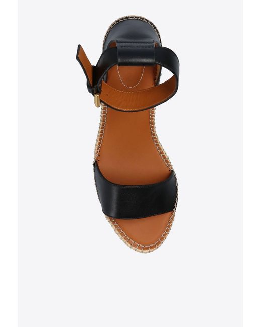 See By Chloé Black Glyn 110 Leather Wedge Sandals