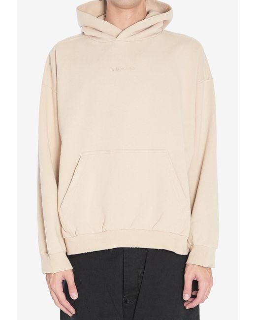 Balenciaga Natural Logo Embroidered Hooded Sweatshirt for men