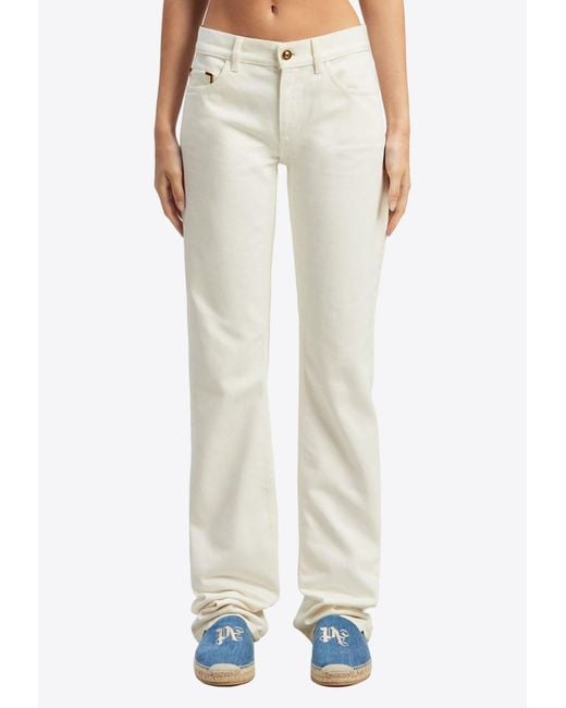 Palm Angels White Basic Monogram Jeans