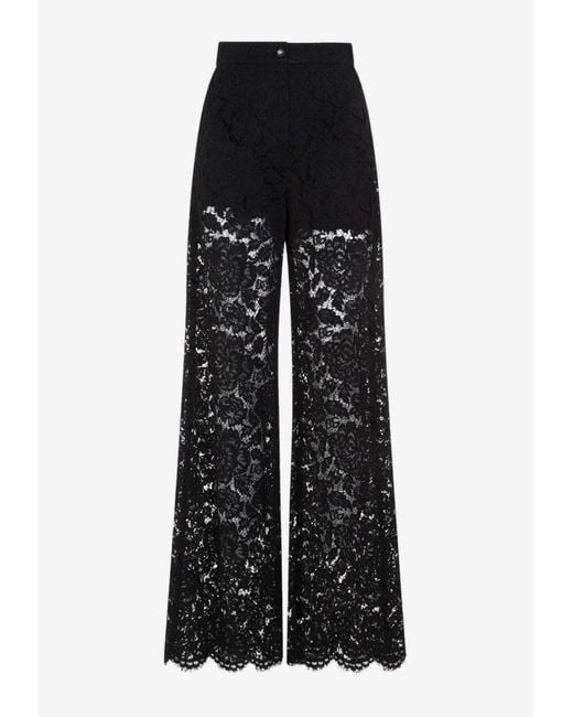 Dolce & Gabbana Black Flared-leg Lace Pants