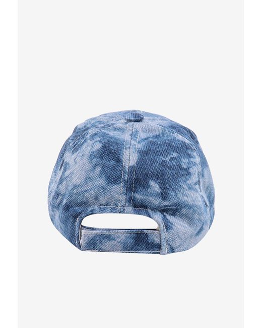 Isabel Marant Blue Tyron Tie-Dye Logo Baseball Cap for men