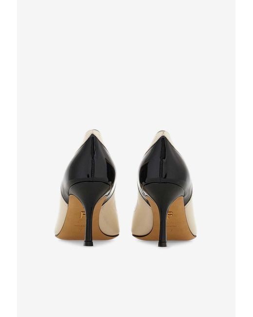 Ferragamo White Eugene 70 Leather Pumps