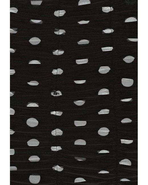 Dolce & Gabbana Black Polka Dot Print Draped Tulle Midi Dress