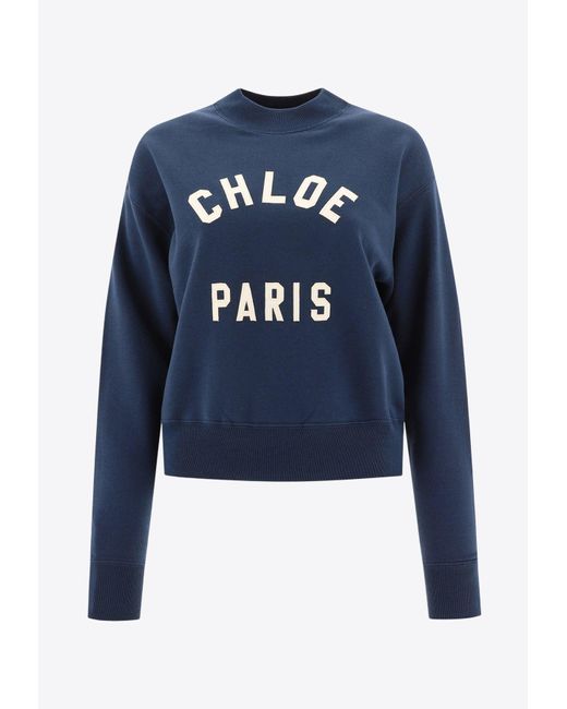 Chloé Blue Logo Crewneck Sweatshirt