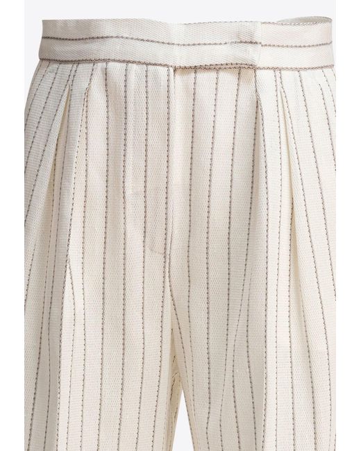 Max Mara Natural Clarion Pinstriped Straight-Leg Pants