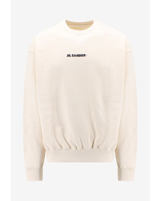 Jil Sander Natural Logo Print Crewneck Sweatshirt for men