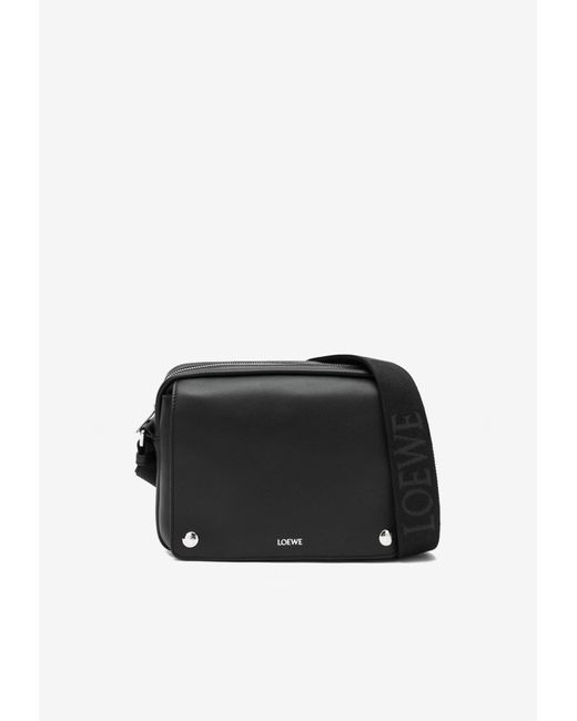 Loewe Black Medium Pebble Messenger Bag for men