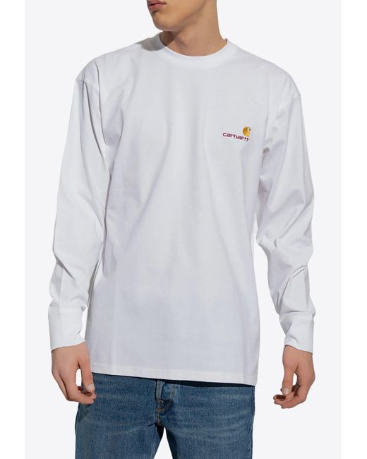 Carhartt White Long-Sleeves Crewneck T-Shirt for men