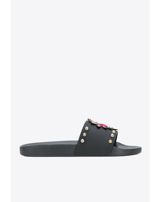 Dolce & Gabbana White Sacred Heart Patch Pool Slides for men