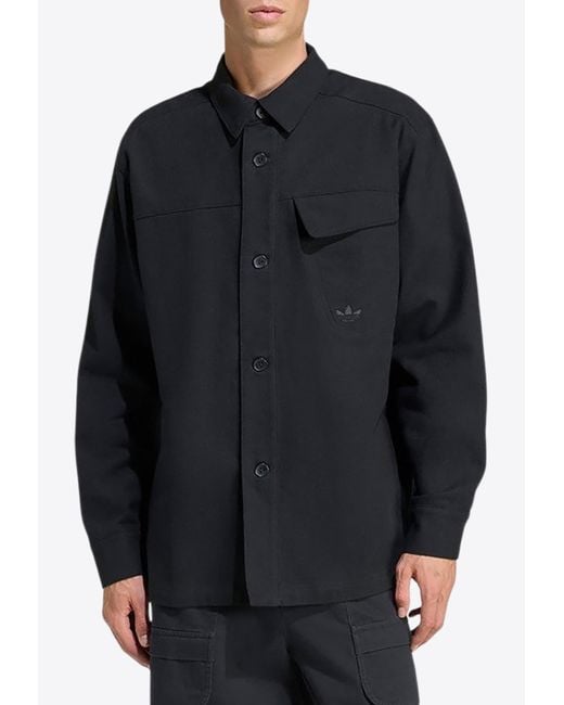 Adidas Originals Black Long-Sleeved Loose Shirt for men