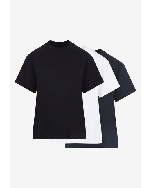 Jil Sander Blue Embroidered Monogram Basic T-Shirts