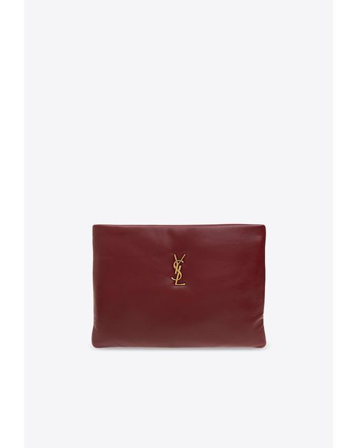 Saint Laurent Red Large Calypso Leather Pouch Bag