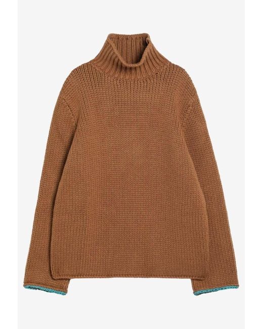 Loewe Brown Wool Turtleneck Sweater for men
