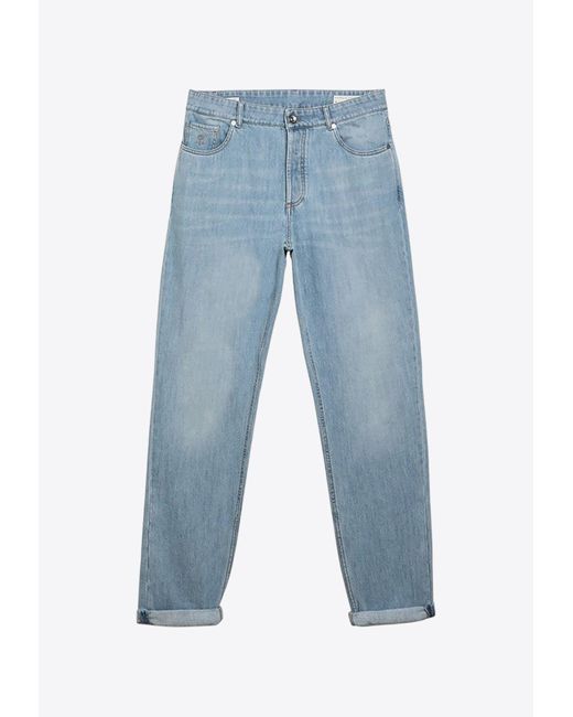 Brunello Cucinelli Blue Classic Straight-Leg Jeans for men