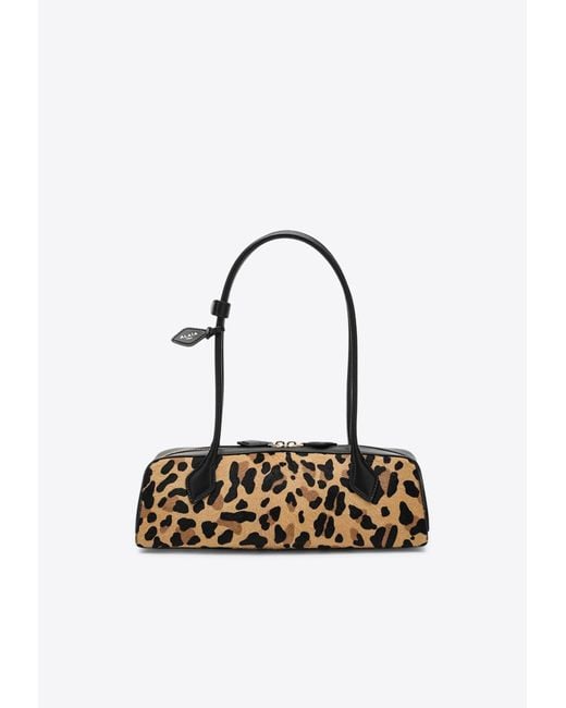 Alaïa White Medium Le Teckel Leopard Shoulder Bag