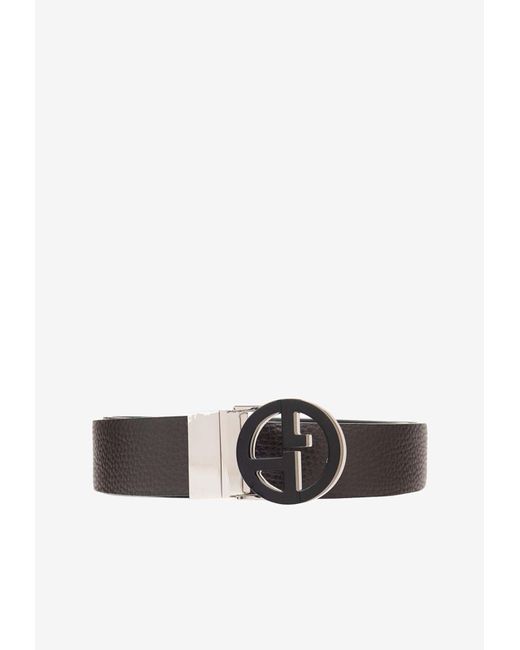 Giorgio Armani Reversible Logo Buckle Leather Belt in White for Men | Lyst