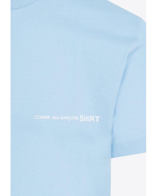 Comme des Garçons Blue Logo-Printed Crewneck T-Shirt for men