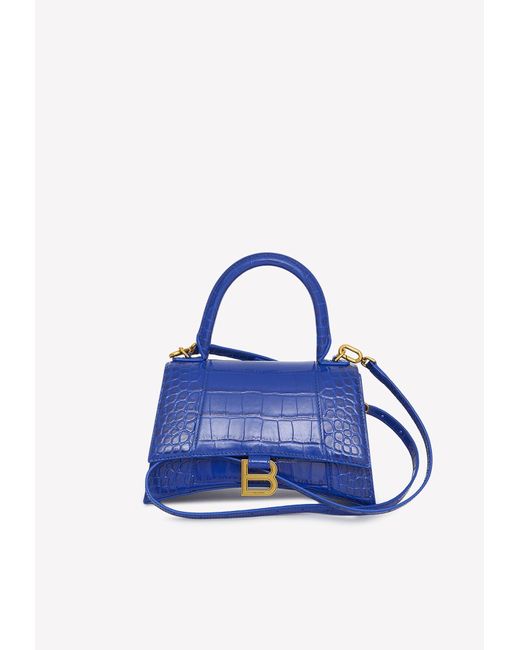 Balenciaga Small Hourglass Top Handle Bag In Leather in Blue Lyst