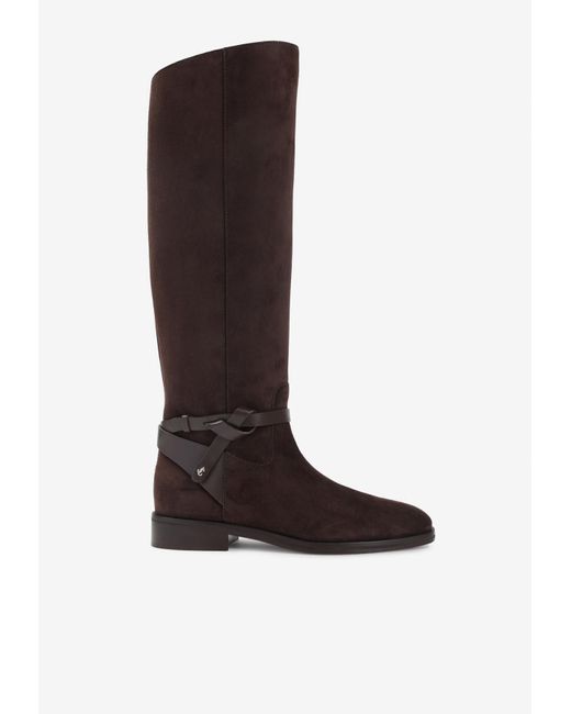Jimmy Choo Brown Suede Lawton Kb Flat Boots
