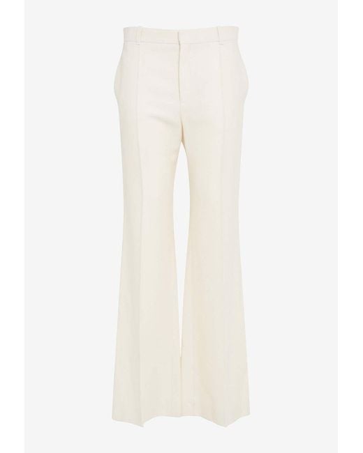 Chloé White Tailored Wool Flared Pants