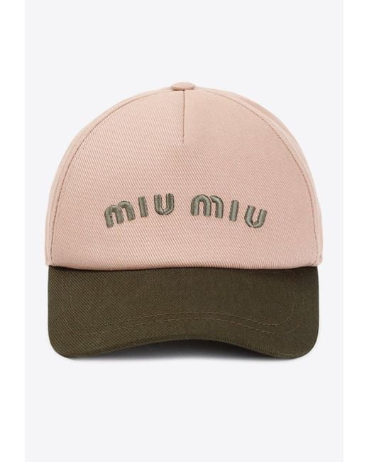 Miu Miu Natural Logo Embroidered Baseball Cap