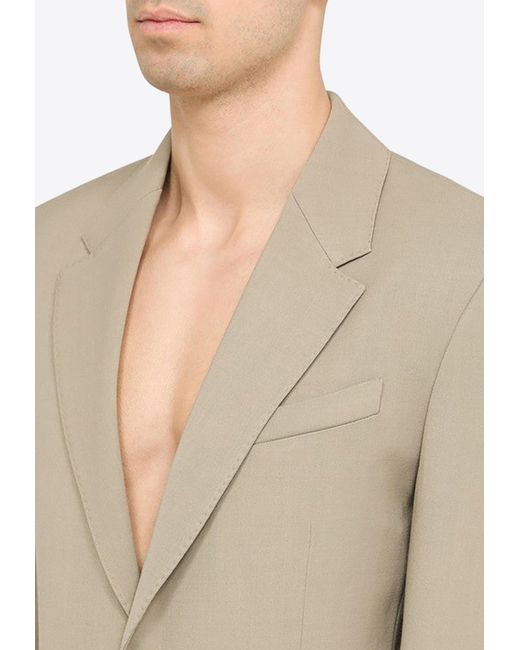 AMI Natural Single-Breasted Wool Blend Blazer for men