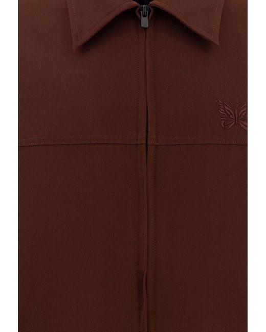 Needles Brown Sport Zipped Overshirt for men