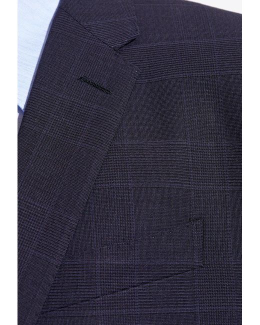 Dolce & Gabbana Blue Single-Breasted Checked Wool Suit for men