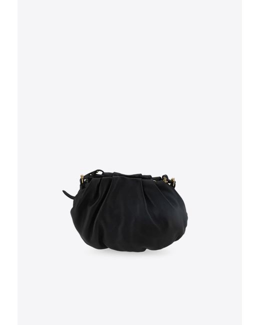 Moschino Black Logo Appliqué Leather Shoulder Bag