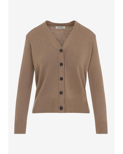 Max Mara Natural Apollo Button-Up Wool Cardigan