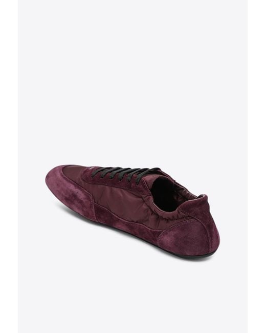 Prada Red Re-Nylon And Suede Sneaker Collapse