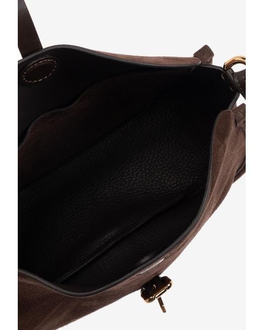 Etro Brown Medium Pony Suede Shoulder Bag