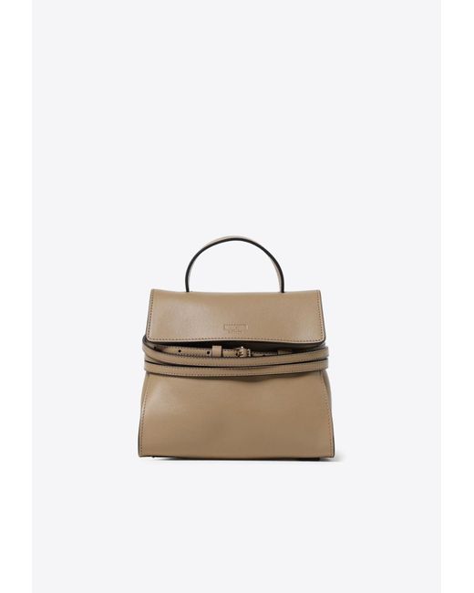 Moschino White Tie Me Leather Top Handle Bag