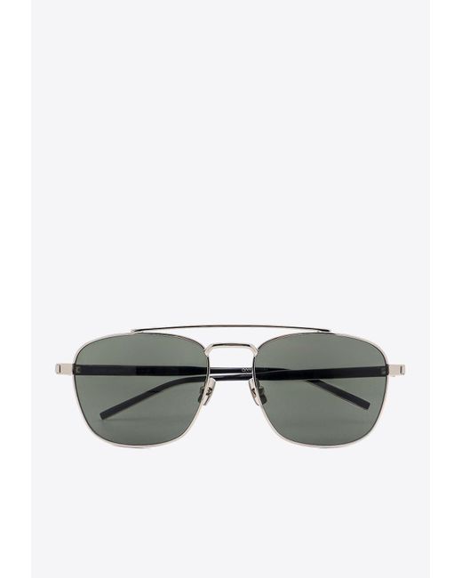 Saint Laurent Gray Aviator-Shaped Sunglasses for men