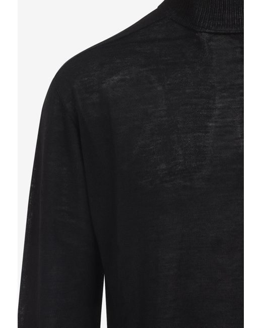 Rick Owens Black Turtleneck Wool Sweater for men