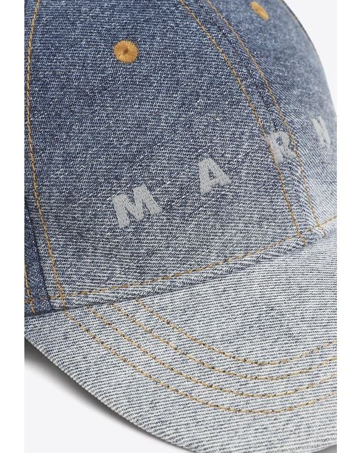 Marni Blue Degrade Denim Logo Baseball Cap for men