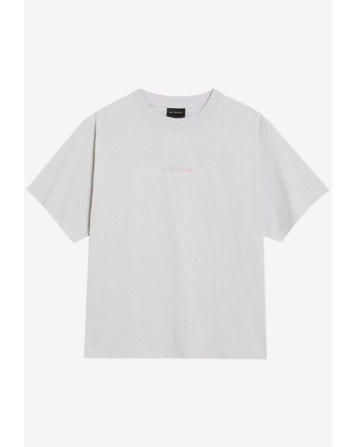 Balenciaga White Logo Print Crewneck Shirt