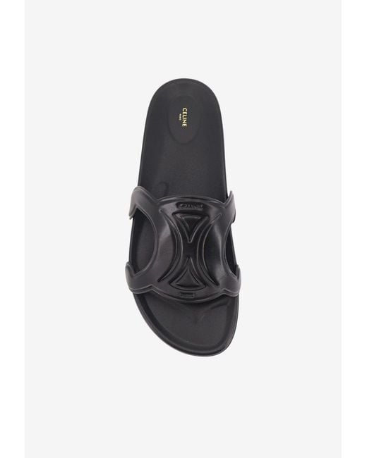 Céline White Triomphe Buckle Slippers for men