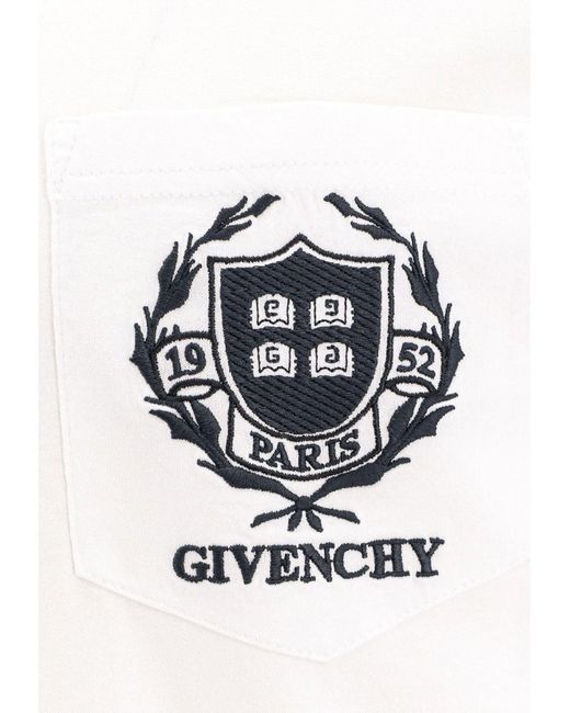Givenchy White Embroidered Logo Crest T-Shirt for men