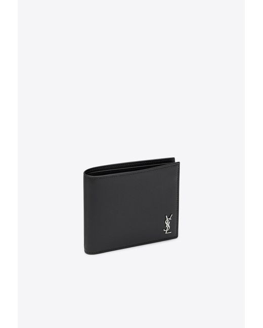 Saint Laurent White Tiny Cassandre Leather Bi-Fold Wallet for men