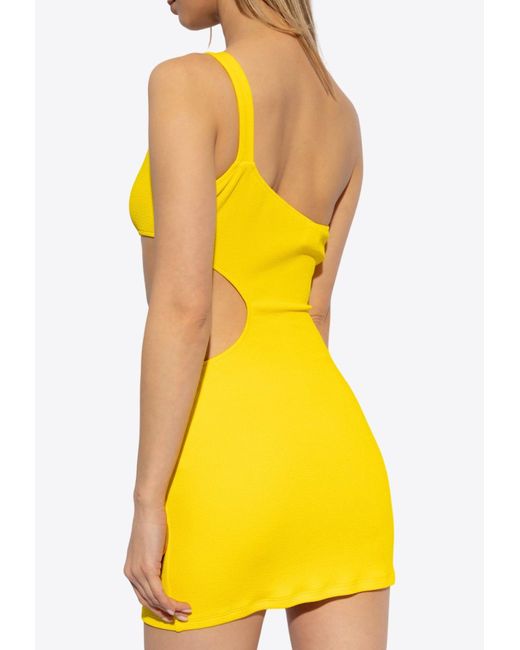 Moschino Yellow Cut-Out One-Shoulder Beach Dress