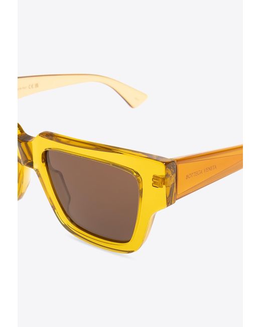Bottega Veneta Yellow Tri-Fold Square Sunglasses