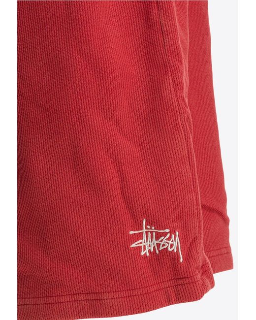 Stussy Red Logo Print Track Shorts for men