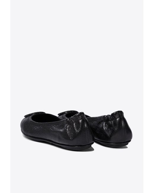 Tory Burch White Minnie Travel Leather Ballet Flats