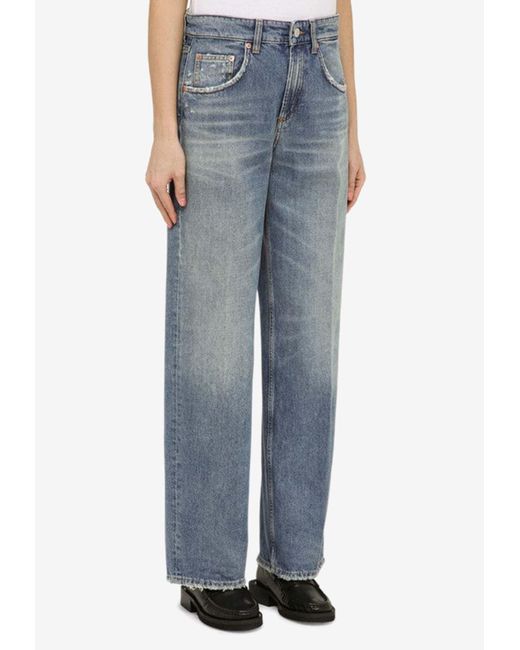 Department 5 Blue Straight-Leg Washed Jeans