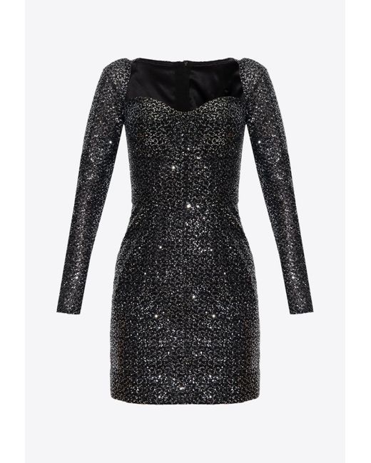 Dolce & Gabbana Black Corset Sequined Mini Dress