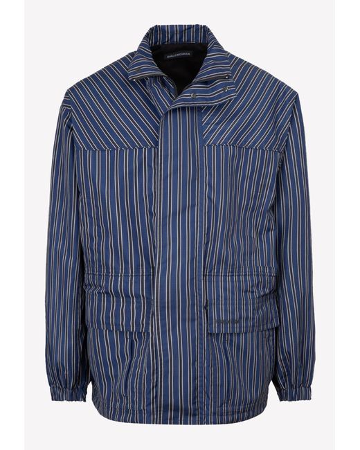 Balenciaga Blue Stripe Parka Jacket for men