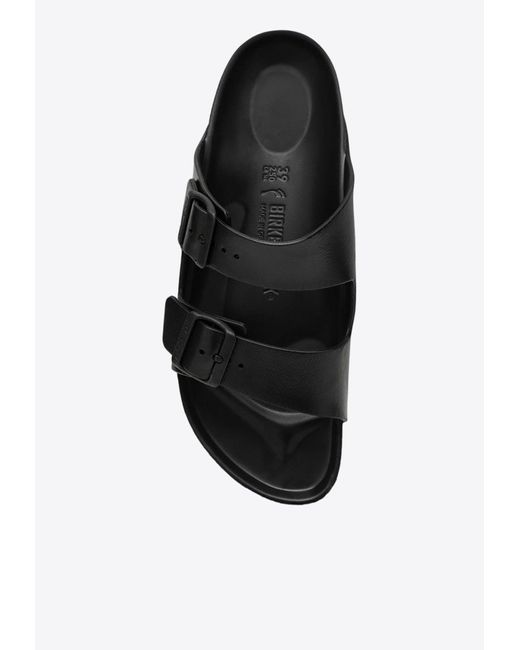 Birkenstock Black Arizona Double-Buckle Leather Slides for men