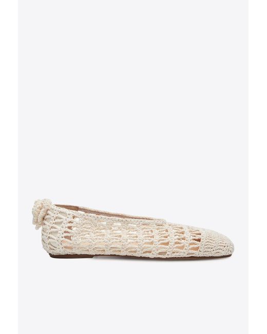 Magda Butrym White Crochet Knit Ballet Flats